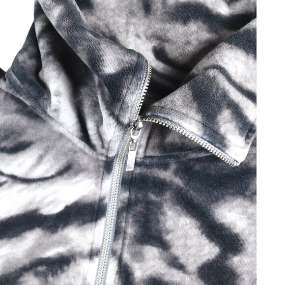 Style & Co || Women's Velour Zip Up Track Jacket Abstract Tie Dye Tiger Petite L - Picture 5 of 6